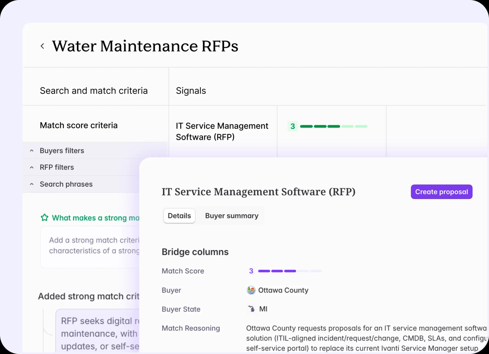Starbridge turning an RFP search into a live automated Bridge workflow with a single click